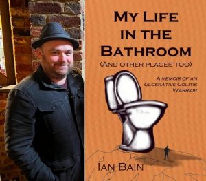 Composite image: Author Ian Bain on the left and his book My life in the bathroom on the right.